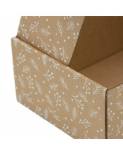 Brown A5 Size Gift Box with Clear Window and White Berry Pattern