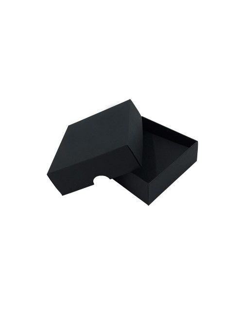 Divdaļīga maza kvadrātveida melna kartona dāvanu kastīte