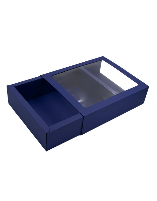 Blue Luxury Matchbox Style Gift Box with Window