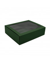 Роскошная подарочная зеленая коробка в стиле спичечного коробка с окошком