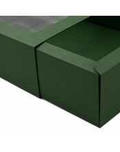 Žalia prabangi kartono dėžutė su įmaute ir langeliu