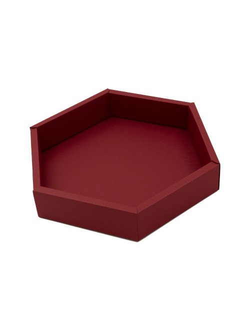 Raudona šešiakampė dovanų dėžutė su 6 skyreliais ir langeliu