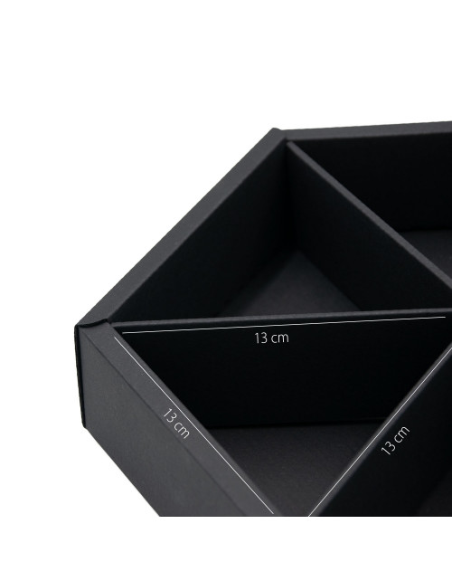 Melna luksusa sešstūra formas dāvanu kastīte ar ieliktni un logu