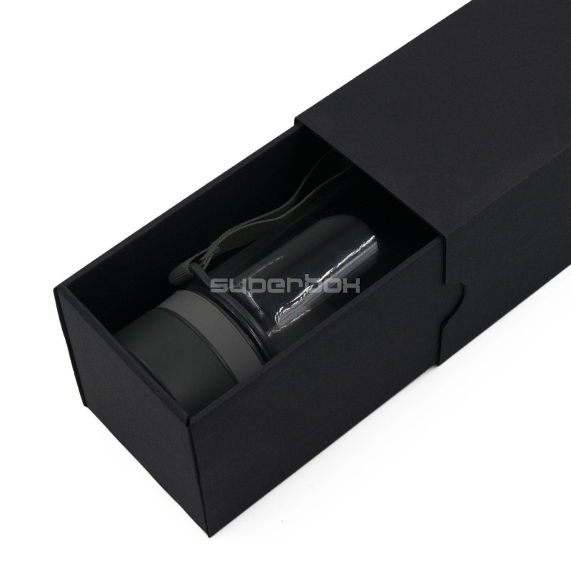 Long Black Matchbox Style Gift Box for a Drink Bottle