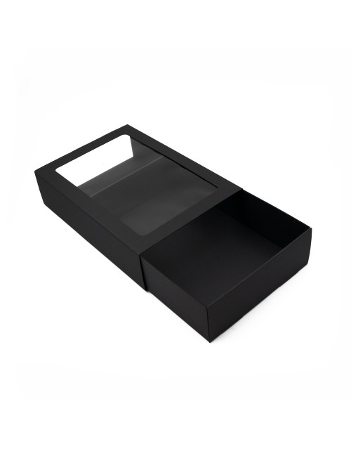 Black Universal Size Sleeve Pull-out Gift Box with Window