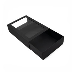 Black Universal Size Sleeve Pull-out Gift Box with Window