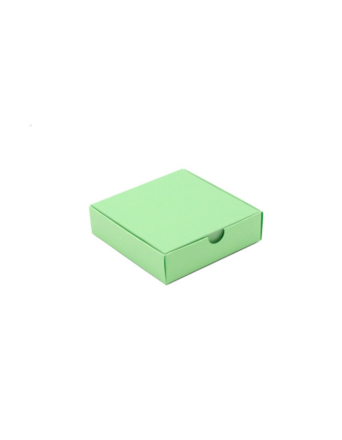Maža žalsva kvadratinė dėžutė įleidžiamu dangteliu iš kartono