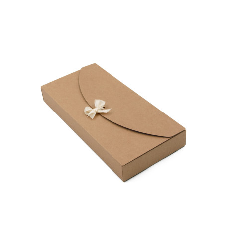 Brown Oblong Box with Ribbon Closure