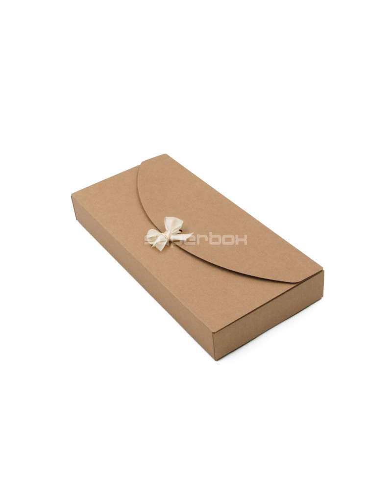 Brown Oblong Box with Ribbon Closure