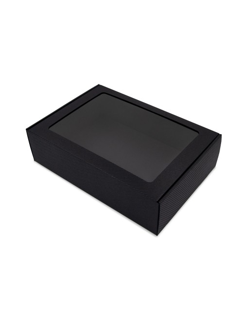 Grezna dāvanu kaste melnā krāsā ar PVC lodziņu