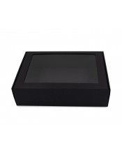 Черная подарочная коробка ПРЕМИУМ-класса с окошком из ПВХ