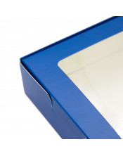 Tumši zila cepumu kastīte ar skaidru logu