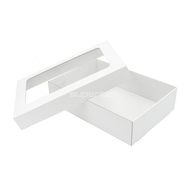 Multipurpose White Base-Lid Gift Box with Clear Window