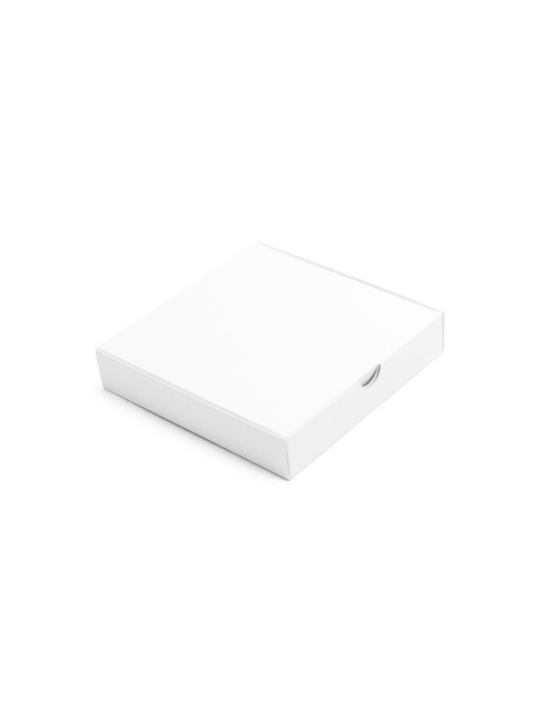 Balta kvadratinė dėžutė įleidžiamu dangteliu iš kartono