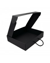 Black Large Gift Box of Suitcase Type with Window and Handle