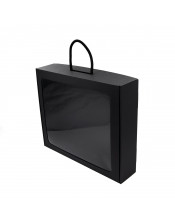 Black Large Gift Box of Suitcase Type with Window and Handle