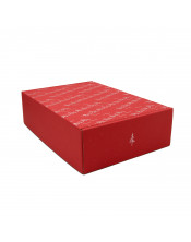 Raudona A4 formato dėžutė su folijuota sidabrine spauda