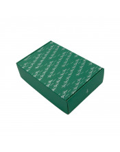 Žalia A4 formato dėžutė su folijuota sidabrine spauda