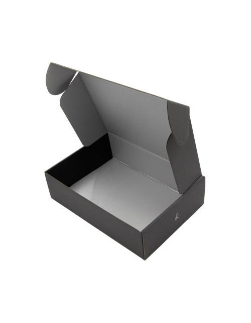 Pilka A4 formato dėžutė su folijuota sidabrine spauda