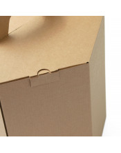 Ruda šakočių dovanų dėžė su rankena, 240 mm aukščio