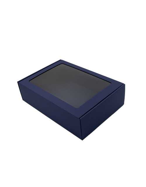 Tamsiai mėlyna A4 formato dėžutė su langeliu