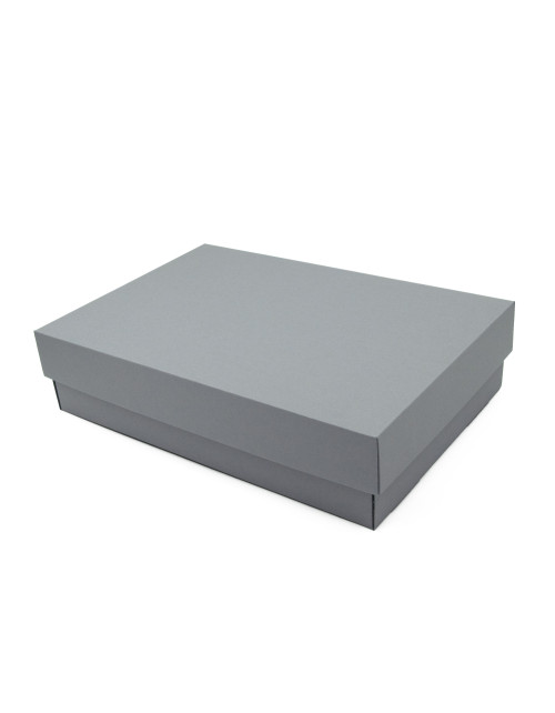 Pilkos spalvos dviejų dalių dėžutė be langelio 8,5 cm gylio