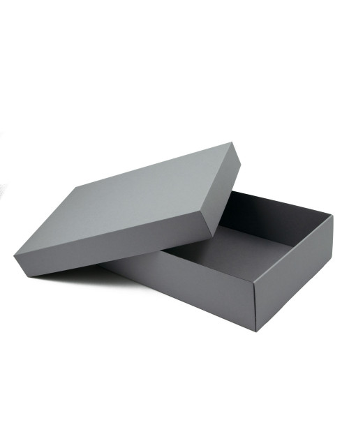Pilkos spalvos dviejų dalių dėžutė be langelio 8,5 cm gylio