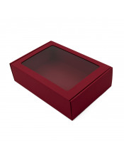 Raudona A4 formato dėžutė su langeliu