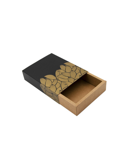 Gift Box with Sleeve and Gold Leaf Pattern