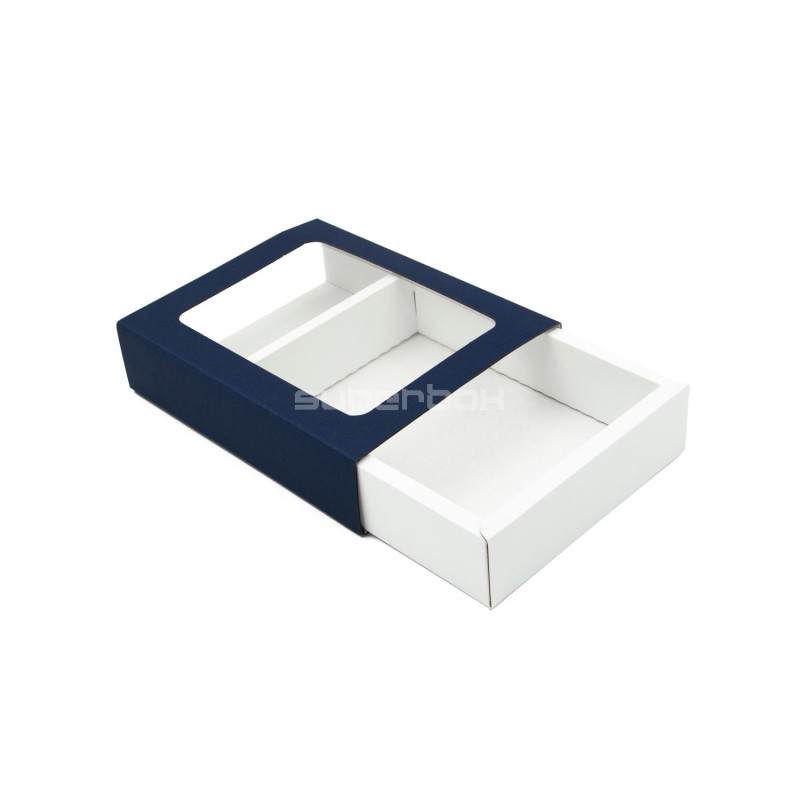 Pull-out Gift Box with Blue Sleeve, White Bottom and Window