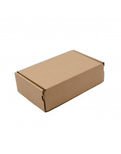 Brown box with tear-off adhesive tape made of corrugated cardboard