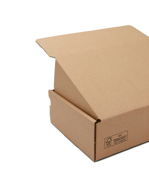 Коричневая коробка с отрывным скотчем из гофрированного картона
