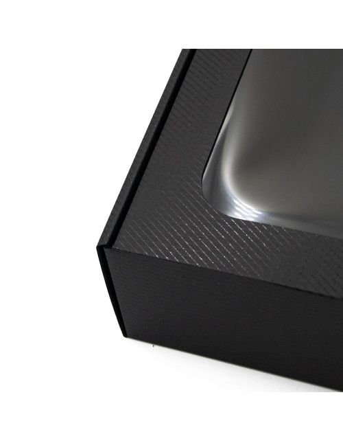Black Gift Box with Clear Window for 3 Bottles