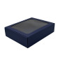 Navy Blue Gift Box with Clear Window for 3 Bottles