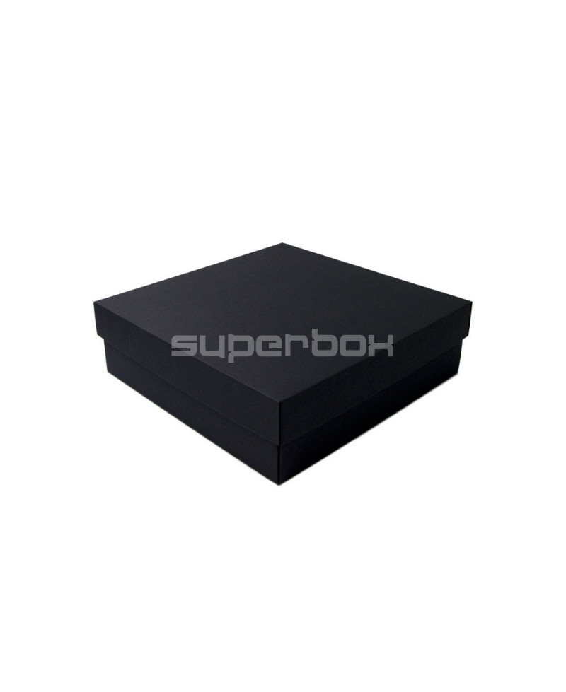 Didelė juoda kvadratinė dovanų dėžė, 10 cm aukščio