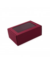 Tamsiai raudona gili A5 formato dovanų dėžutė su langeliu