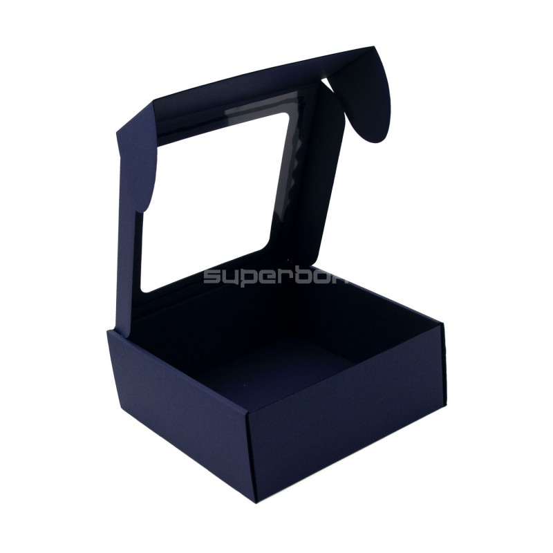 Navy Blue Box with a PVC Window for Packing Sauce Jars