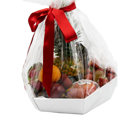 Белый подарочный открытый поднос для фруктов и овощей