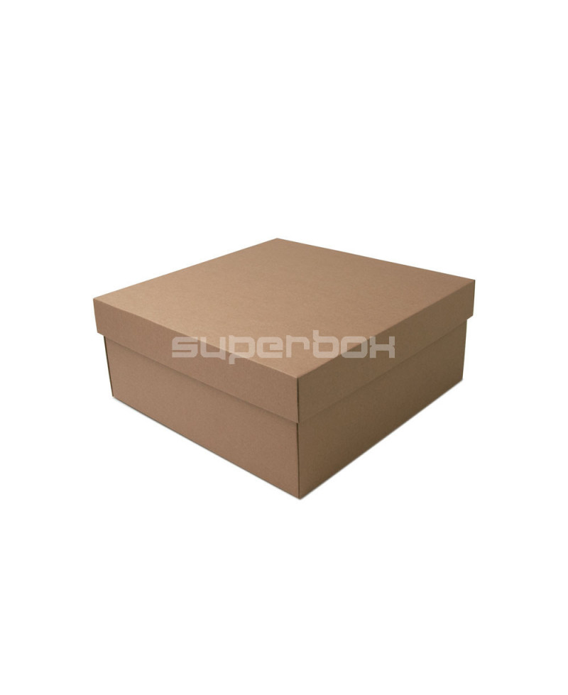 Didelė ruda kvadratinė dovanų dėžė, 14 cm aukščio
