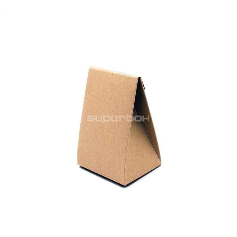 Natural Brown Triangular Box Made of KRAFT Cardboard, 12 cm High