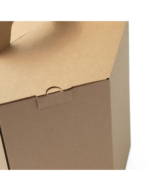 Ruda šakočių dovanų dėžė su rankena, 50 cm aukščio