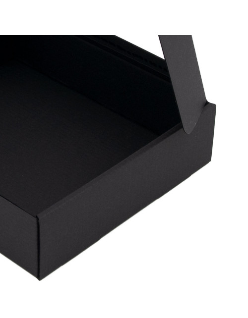 Черная маленькая подарочная коробка с окошком из ПВХ, высота 6 см