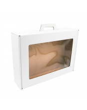 White Large Suitcase Type Gift Box with Handle and Window