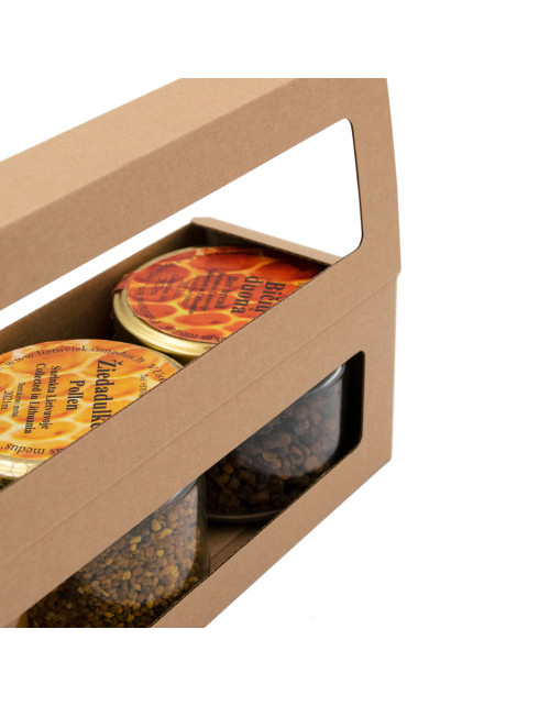 Brown Gift Box for Three Jars