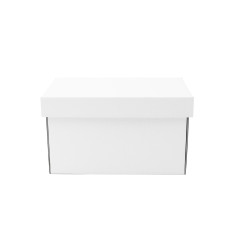 White Deep Cardboard Box with Lid for Packing Nuts