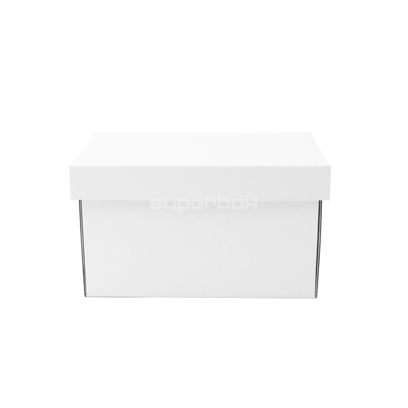 White Deep Cardboard Box with Lid for Packing Nuts