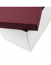 White Very Deep Cardboard Box with Wine Red Lid
