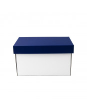 White Very Deep Cardboard Box with Blue Lid