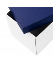 White Very Deep Cardboard Box with Blue Lid