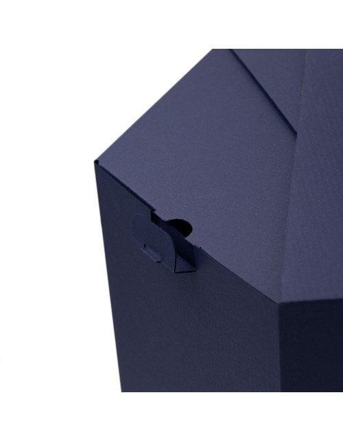 Tamsiai mėlyna  šakočių dovanų dėžė su rankena, 280 mm aukščio
